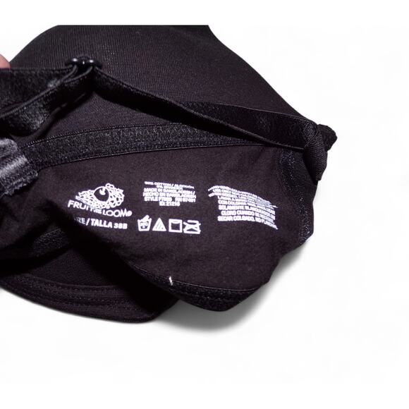 Fruit of the Loom Black Antigravity Padded Soft Cup Bra Size 38B Cotton/Spandex - Picture 2 of 3